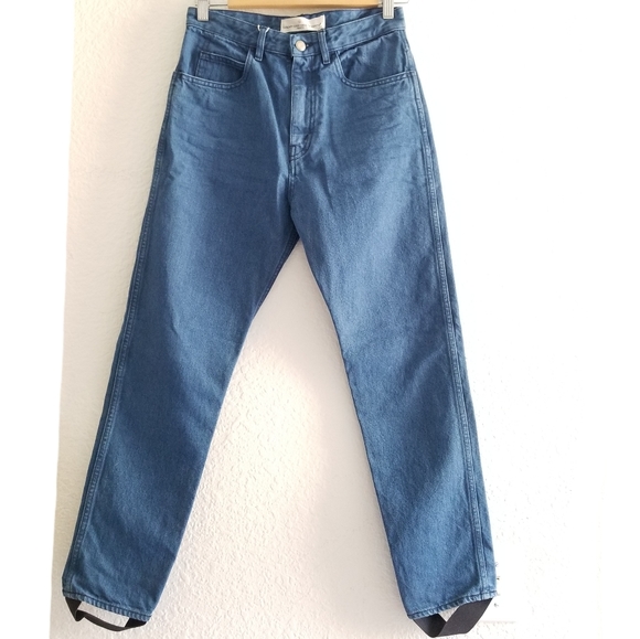 Golden Goose Thelma High Rise Straight Leg Boot Srtap Jeans Size 27 Blue - Picture 3 of 13